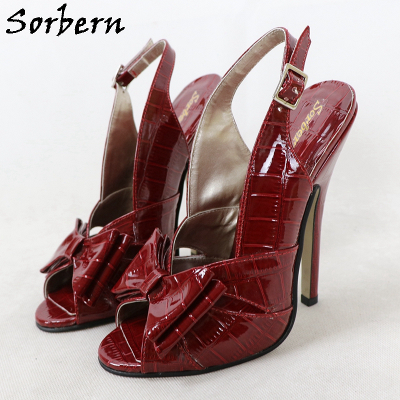 Crossfit Guy - Sorbern Sexy Vino Rosso Coccodrillo Sandali